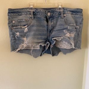 American Eagle distressed low rise shorts